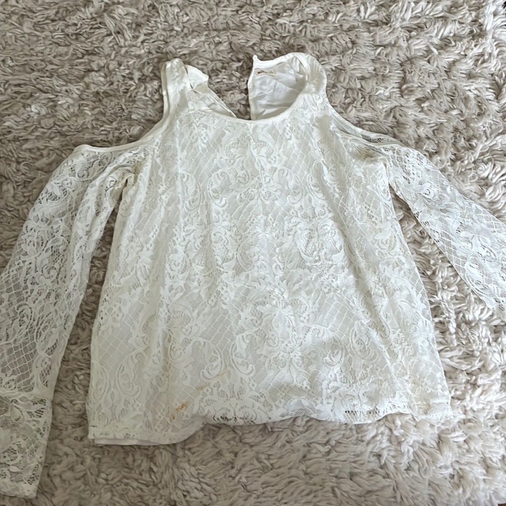 White Lace Sleeve Top